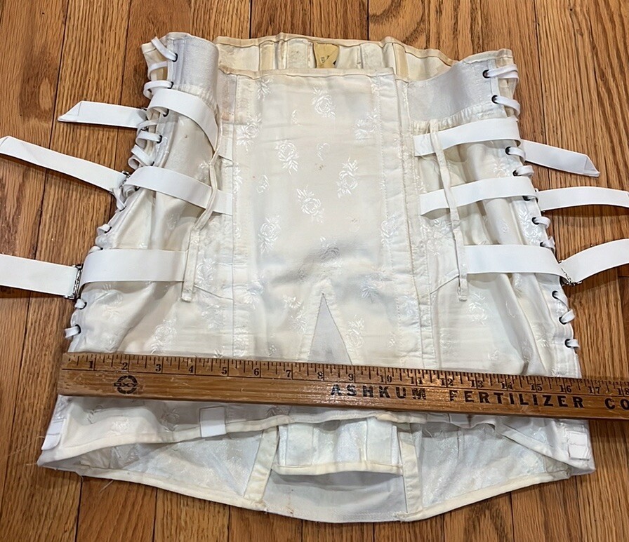 Vintage CAMP Corset~Support Girdle 9479~Union Made~Cream Brocade~sz 38