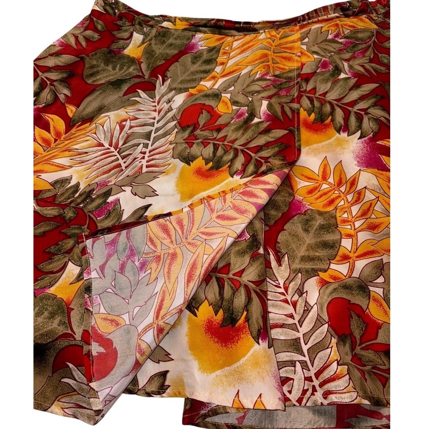 Vintage Melrose Studio Silk Skort Size M Tropical Floral Hawaiian 90s Skirt Y2K