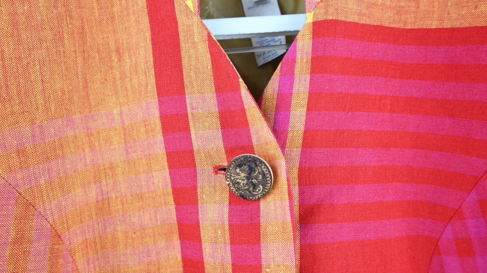 Vintage Bazar by Christian Lacroix 100% linen check blazer size EU38/UK12