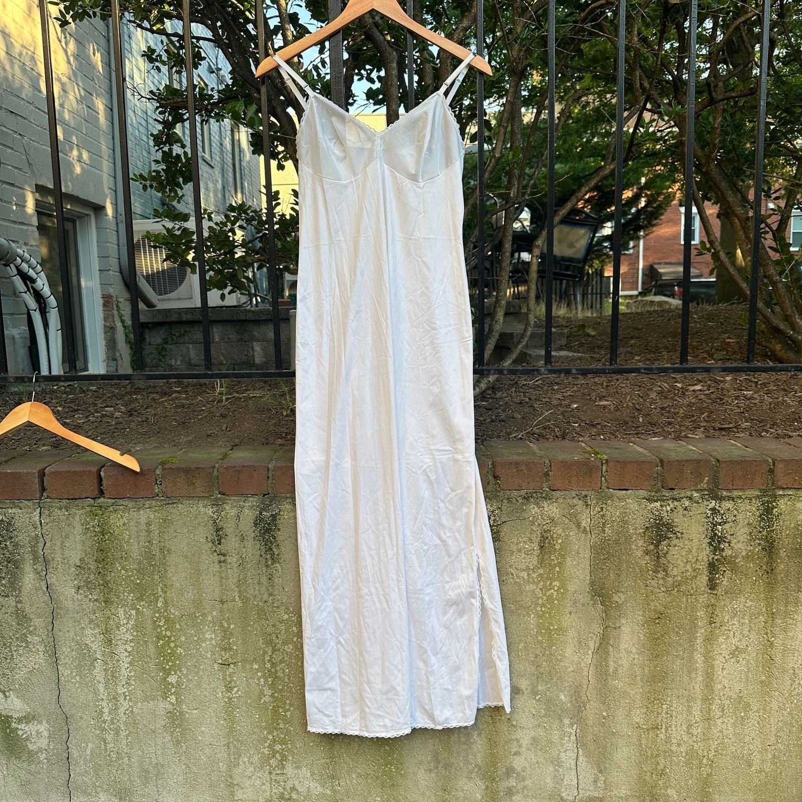Vintage Vanity Fair Antron III Nylon Long Full Slip Dress with Lace Trim