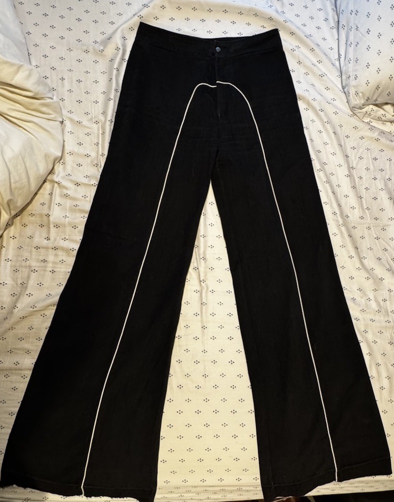 RARE Vintage Roncelli’s Suit. Authentic 70s Black Cotton With White Piping