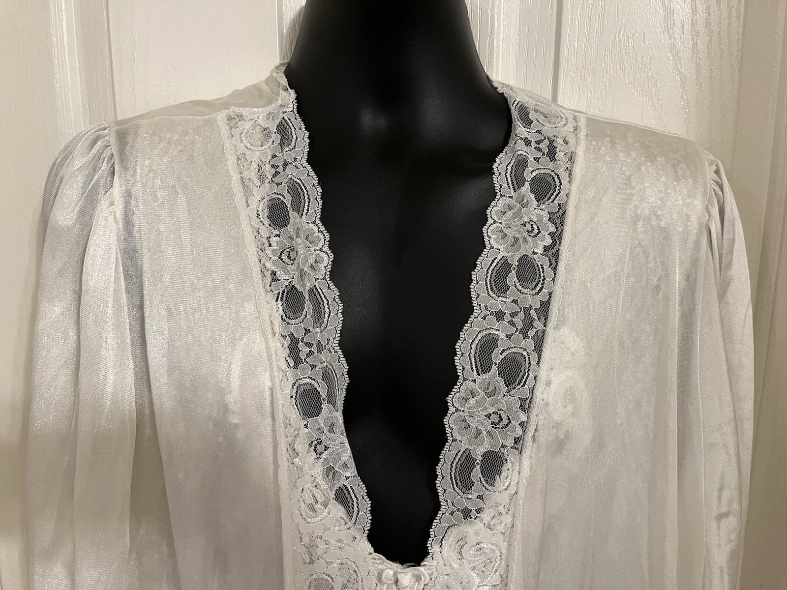 VTG Val Mode 2 Pc Peignoir Set Plus Lace Embroidery Sheer Gown Robe Wedding 1X