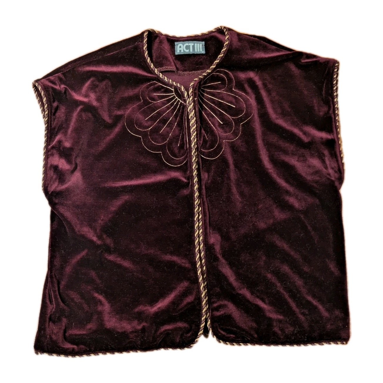 Vintage ACT III Velvet Vest Women’s Medium Burgundy Gothic Renaissance Victorian