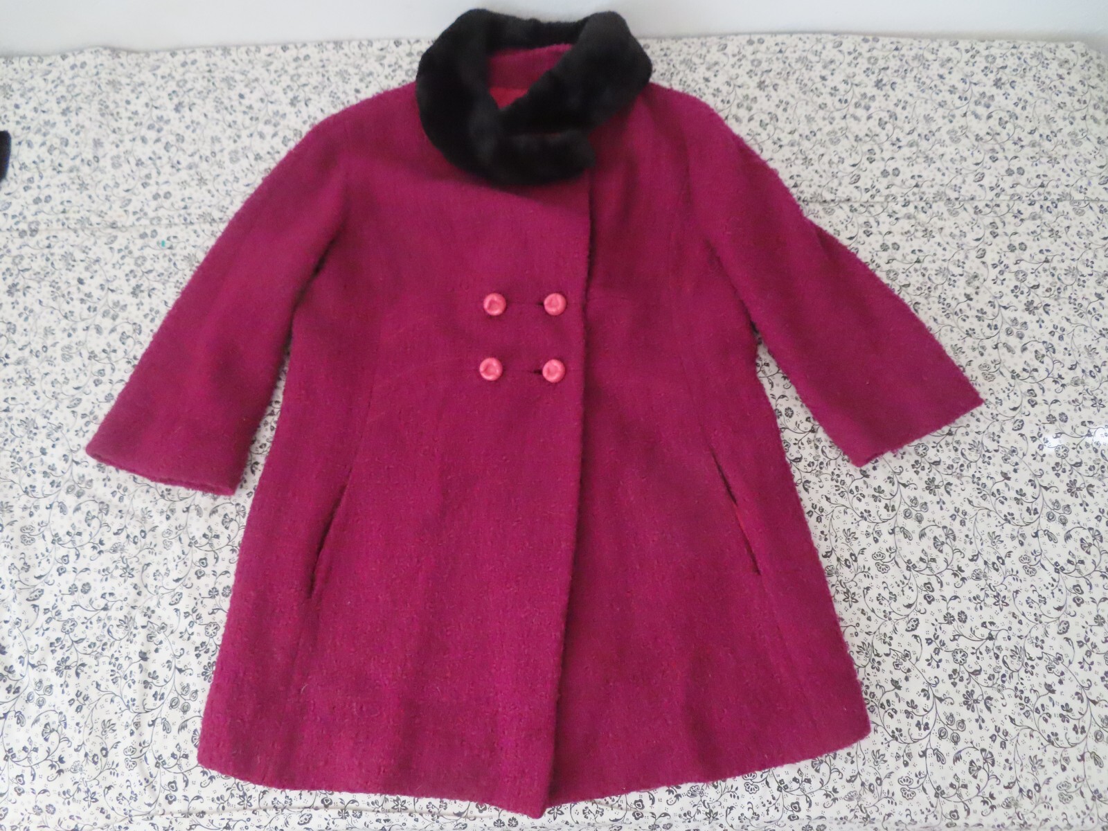 vintage rare 60s milady coat jacket fur collar no size (READ!!!!)