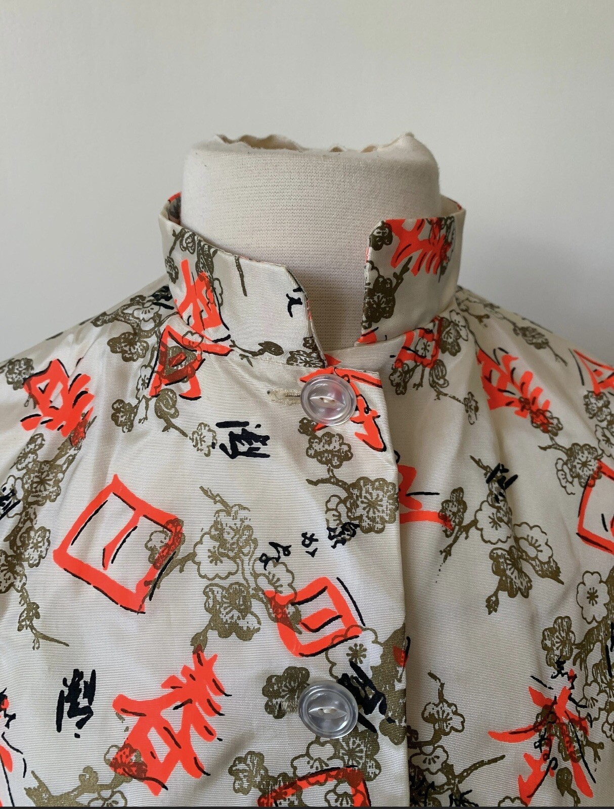 Vintage Cheongsam 3/4 Jacket 60’s Mid century Mod Oriental Cropped Kimono Jacket