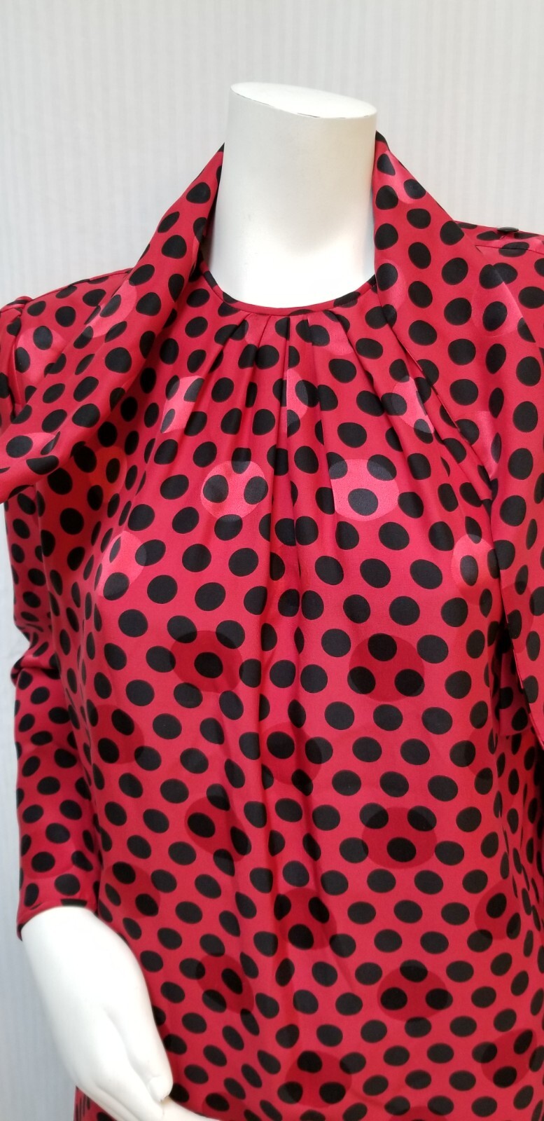 Vintage 1980&rsquo;s Emanuel Ungaro Red Black Polka Dot Silk Dress – Size S/M