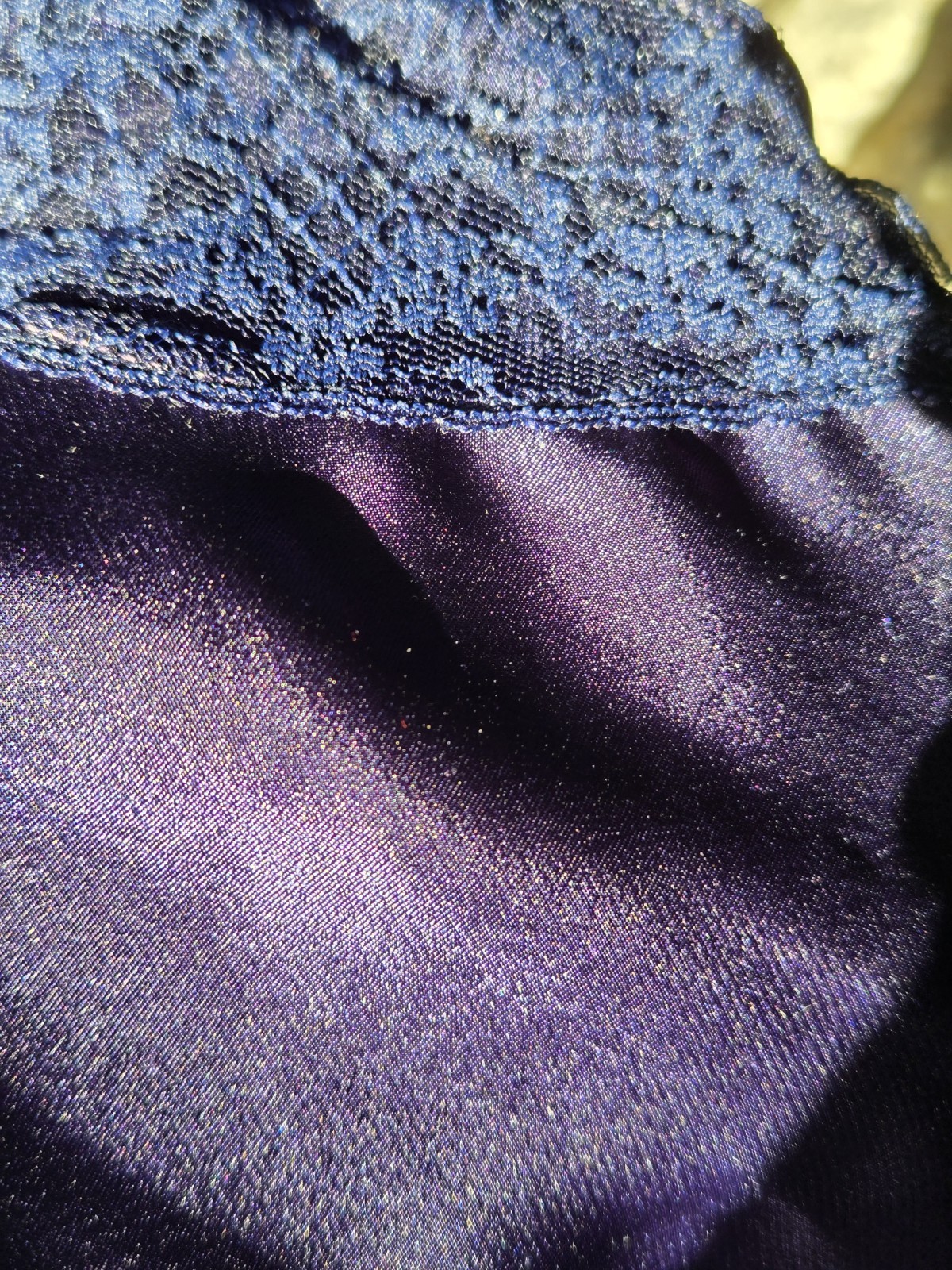 Vintage Feather Bed Intimates Blue Satin Finish Lace Chemise Nightgown M