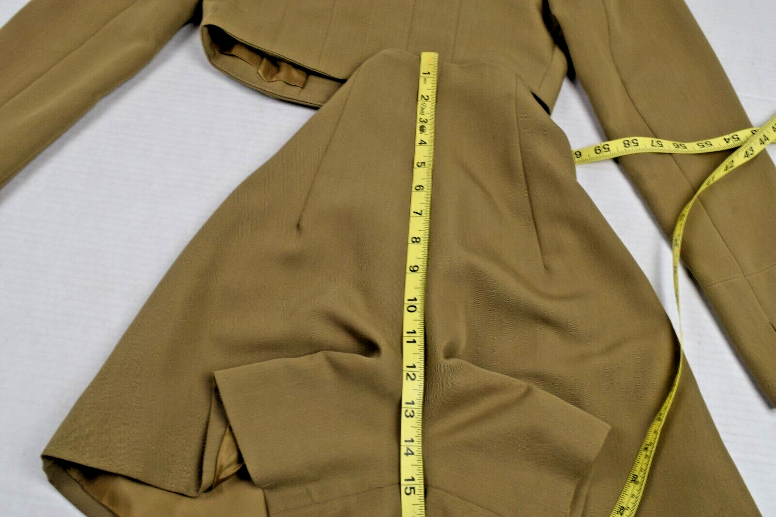 Vintage Bebe Jacket Shorts Set Size 2 80s Military Drab Bronze Buttons Made USA