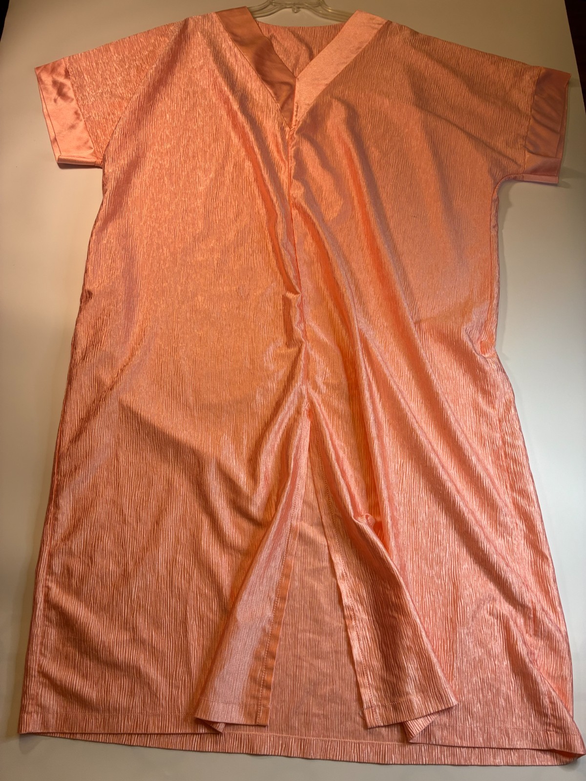 Vintage SOLID PEACH KAFTAN GOWN Plus Size 1X Textured Front Slit Mrs Roper Boho