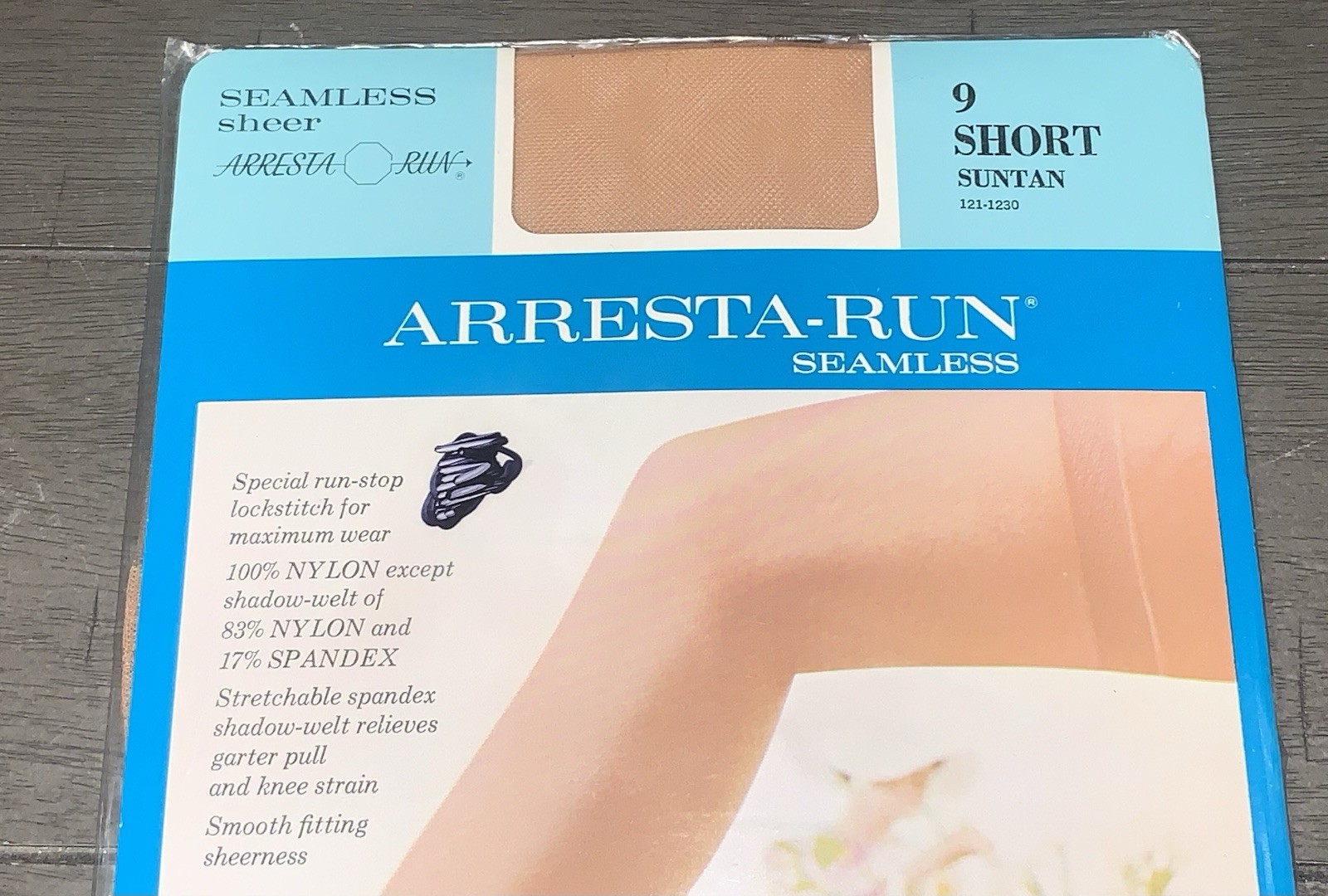 A7 NOS 80s ARRESTA-RUN GAYMODE THIGH HIGH STOCKINGS NYLON HOSIERY 9 SHORT SUNTAN