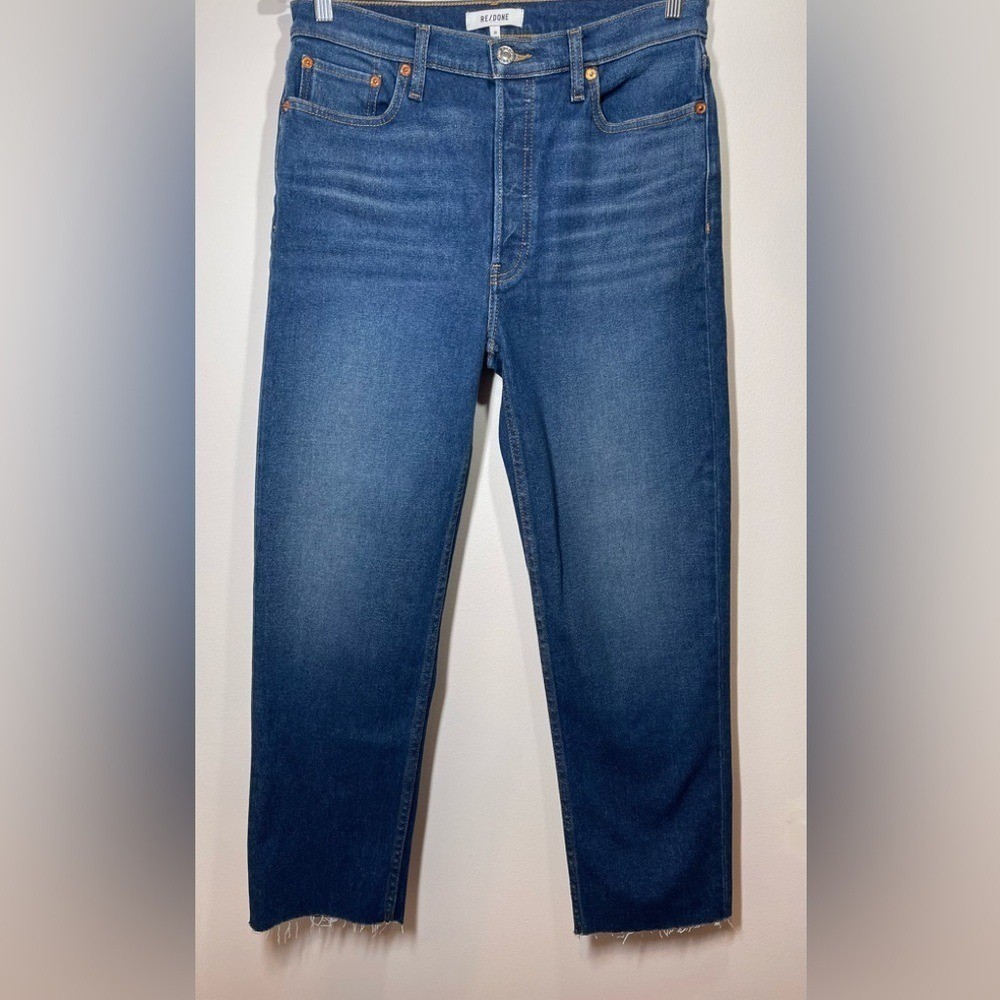 NWT Re/Done Jeans 70s Stove Pipe High Rise in Deep Indigo Fade Women&rsquo;s Size 30