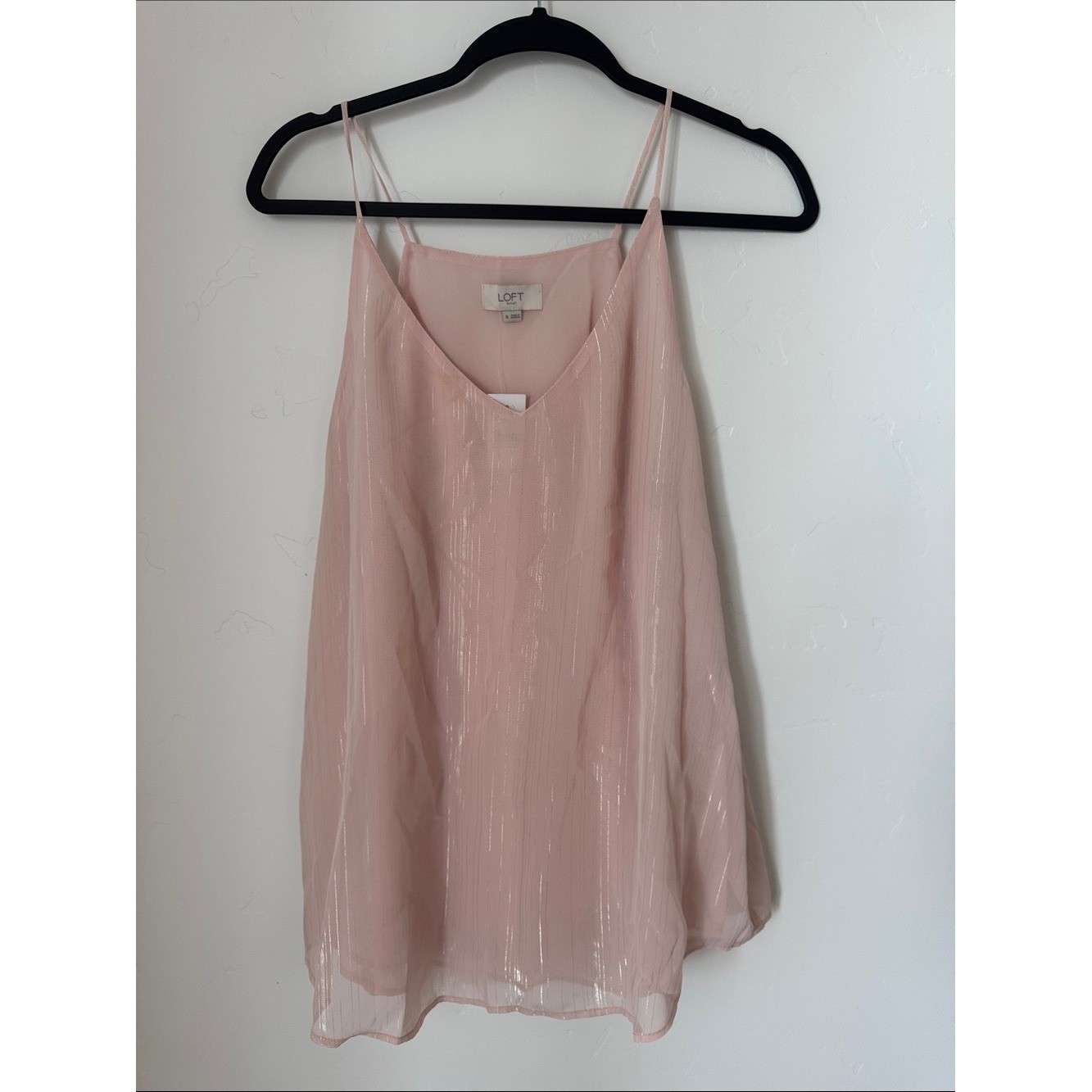 NWT LOFT Pink Metallic Shimmer Capsule Office Business VNeck Cami Tank Blouse XL