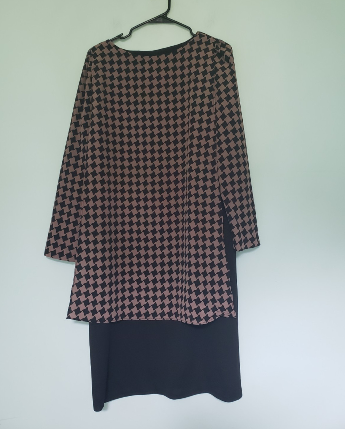 Vtg Toni Todd Womens M Sheath Dress Brown Houndstooth Retro Lightweight Sheer