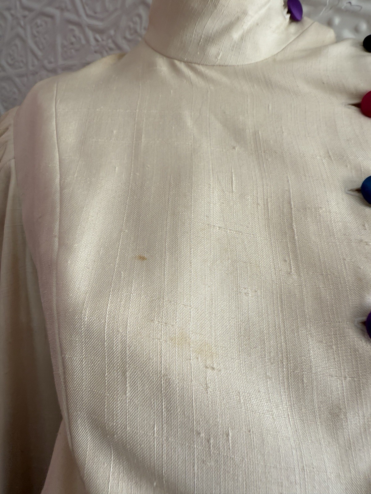 vintage 1980s silk jacket white rainbow designer cropped minimalist tailored S