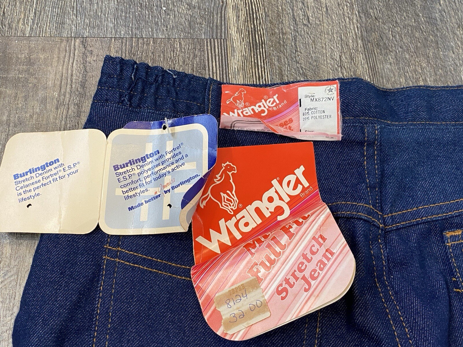 TRUE Vintage WRANGLER NWT Stretch Denim Jeans 80s Talon Streetwear Full Fit 16