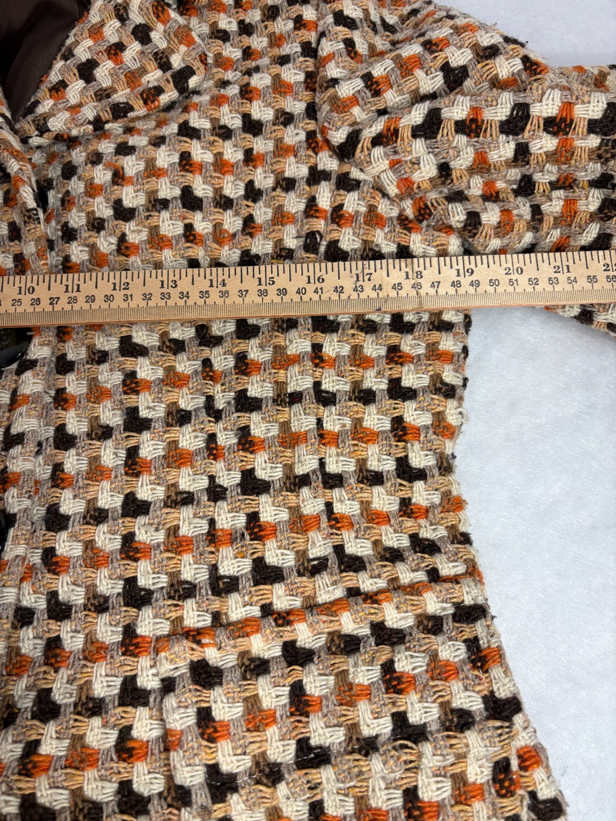 VTG Caslon Wool Woven Tweed Car Coat Brown Orange Women&rsquo;s Sz L Mod 70&rsquo;s Style