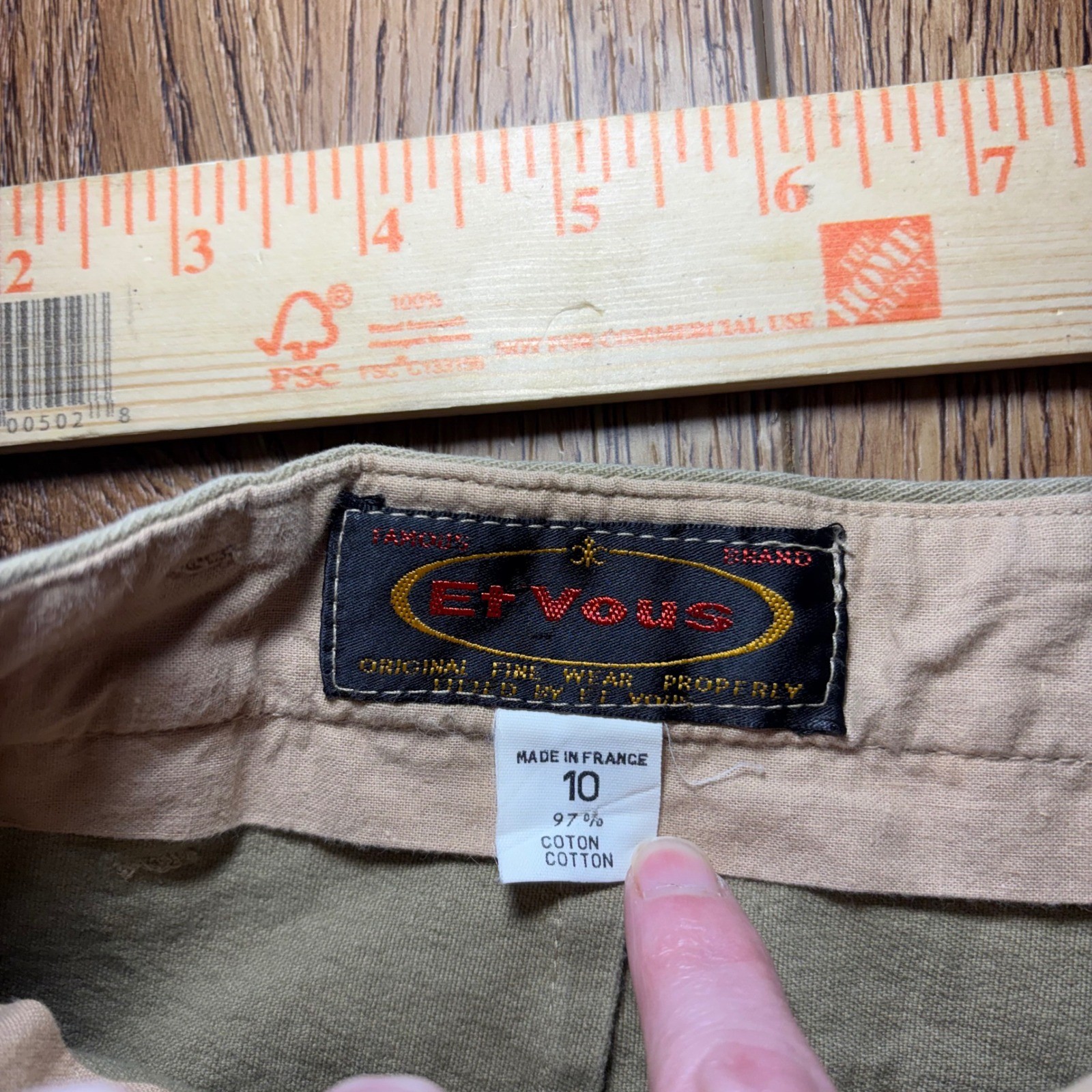 90s Et Vous Vintage Stirrup Pants Womens 10 Made in France Khaki High Waist READ