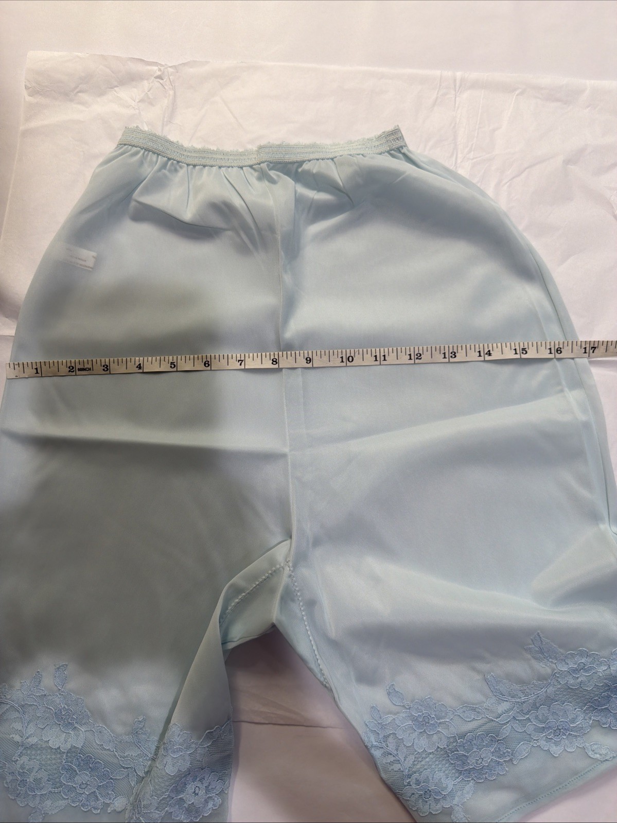 VTG Bloomers Knicker Semi Sheer Blue Pettipant Shorts Half Slip Lace SZ XS 4