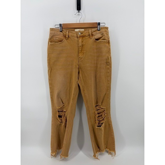 Vervet Blue Jeans Sun Beige Factory Distressed Raw Hem Preppy, Women&rsquo;s Size 30