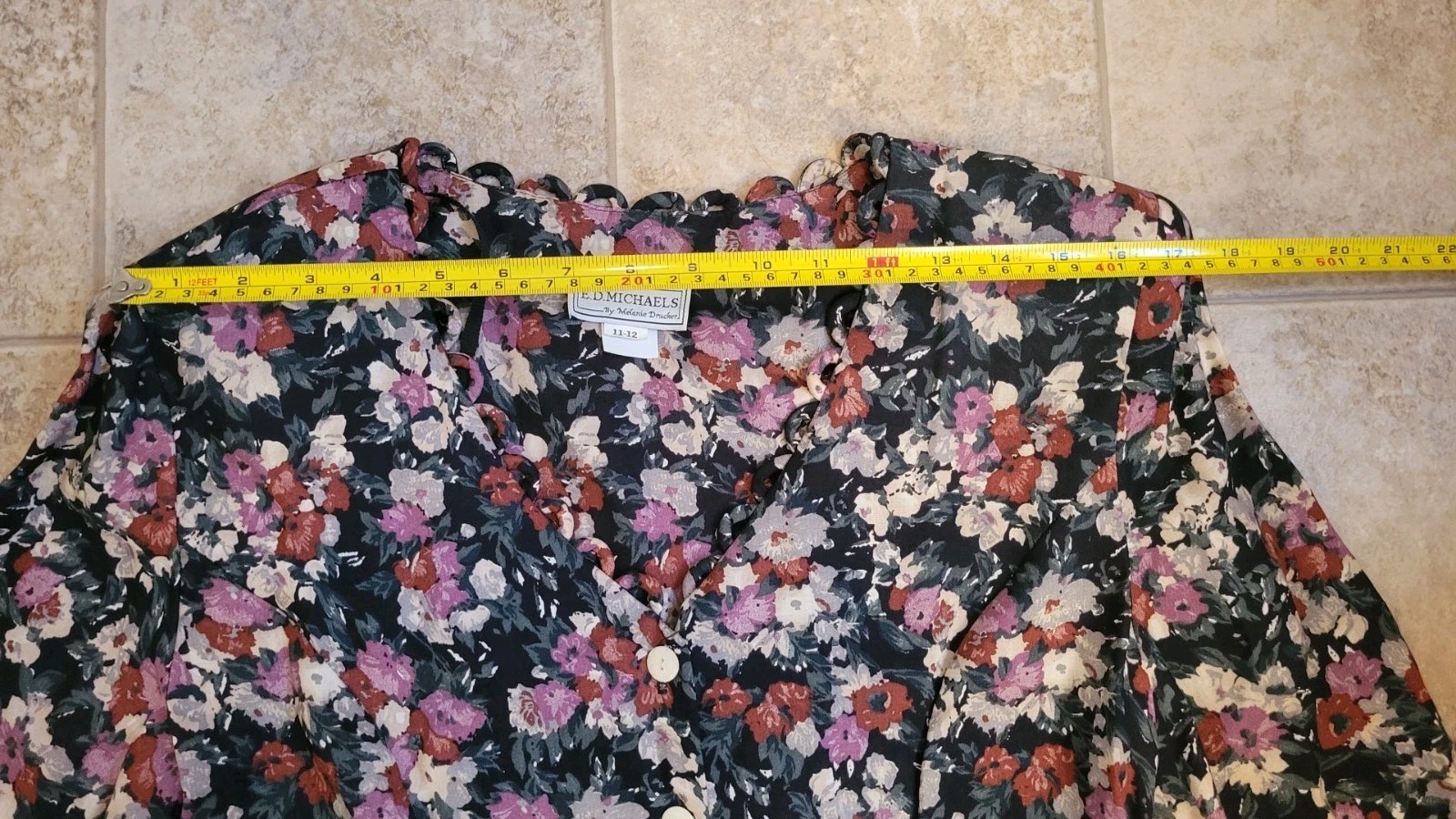 Vtg E.D. Michaels by Melanie Drucker Floral Sz 11-12 A-Line Dress Cottagecore