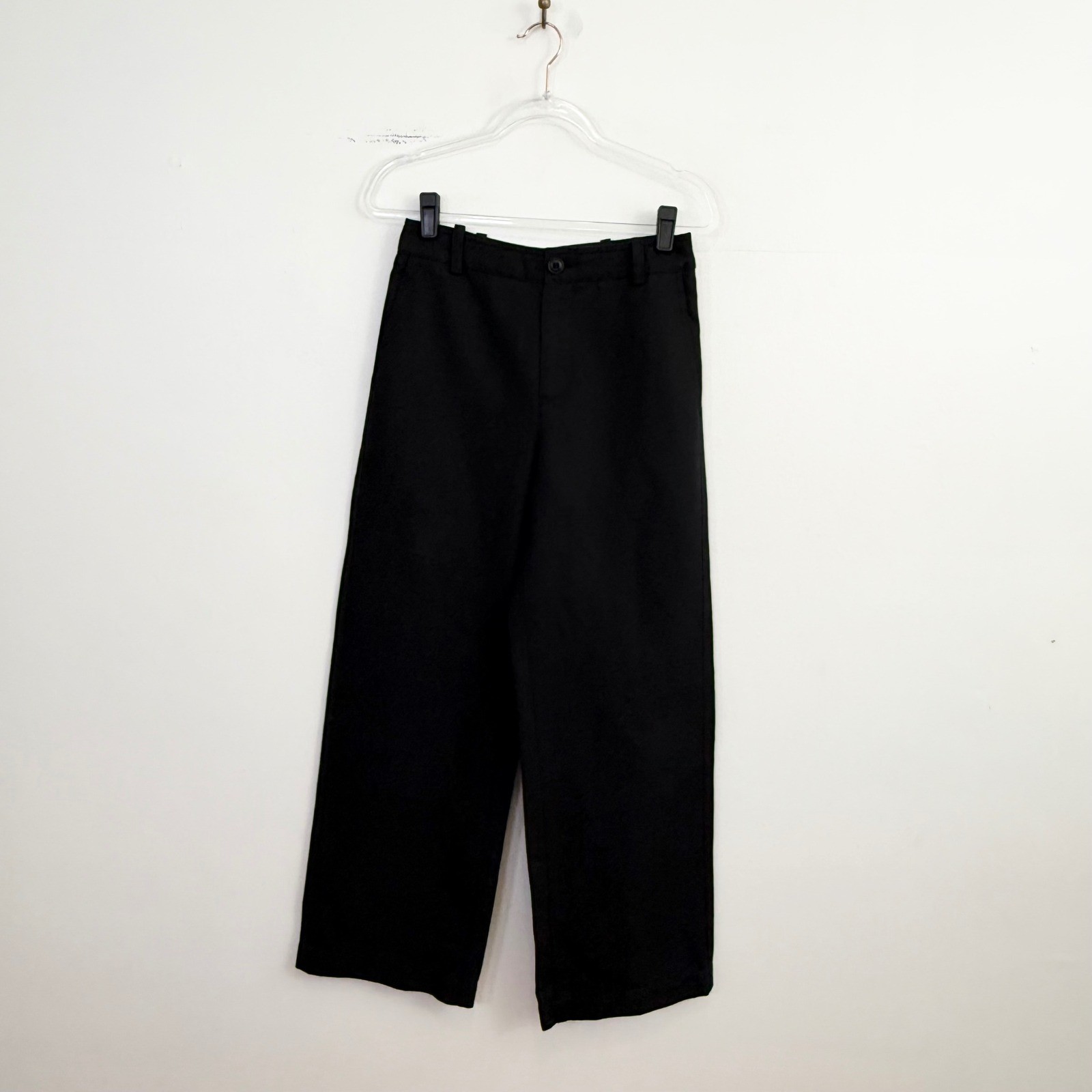 Vince Linen Cotton Wide Leg Cropped Pants Black Size 10