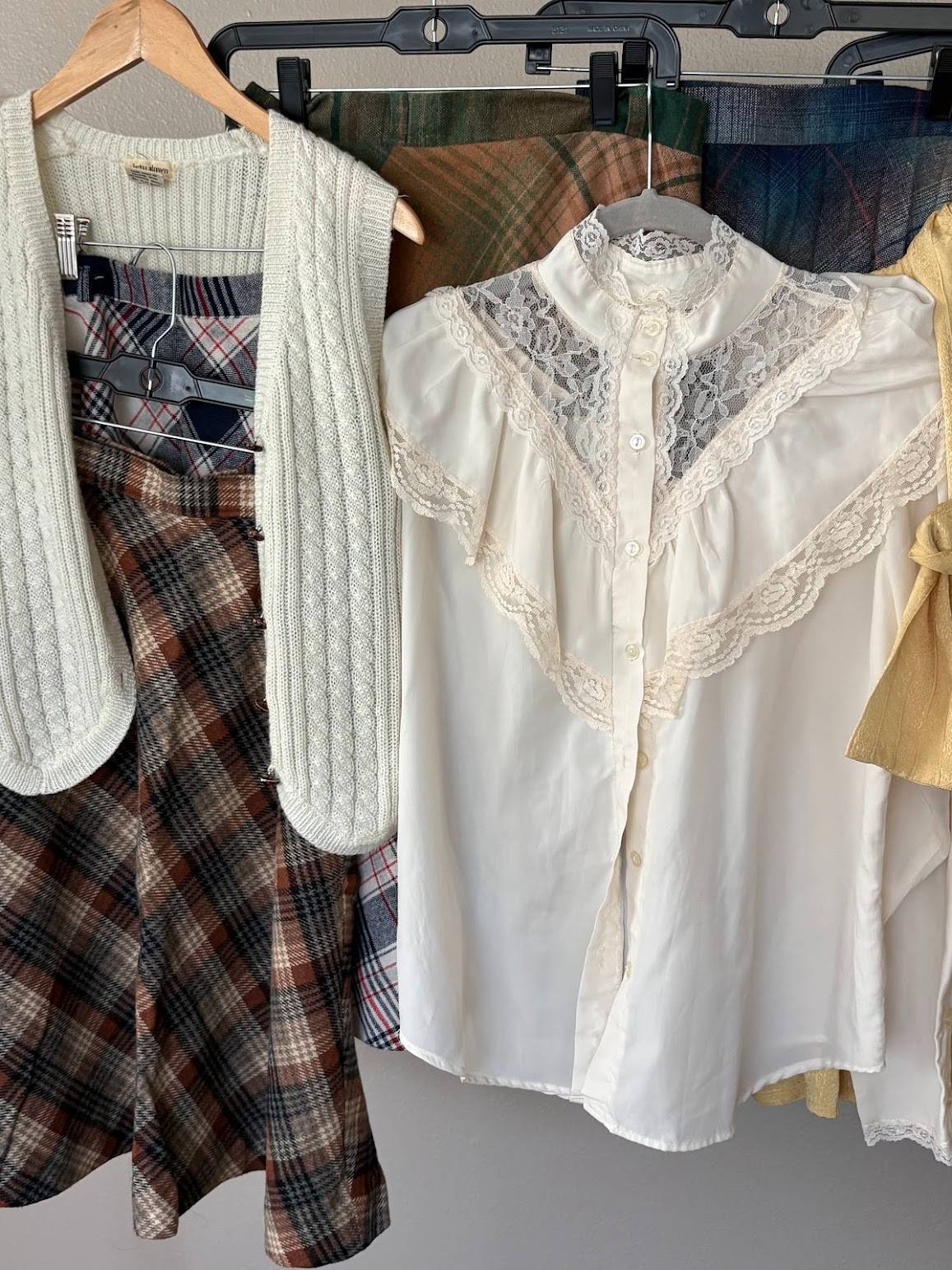 VTG 1960&rsquo;s-70&rsquo;s CLOTHING LOT Wool Fur coat skirts and tops