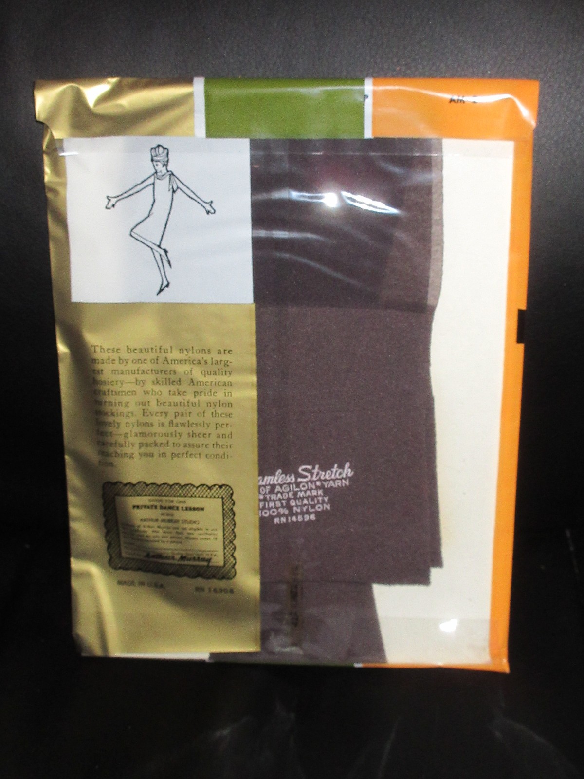 Vintage Arthur Murray Off Black Seamless Nylon Stockings Late 60s Off black Tall