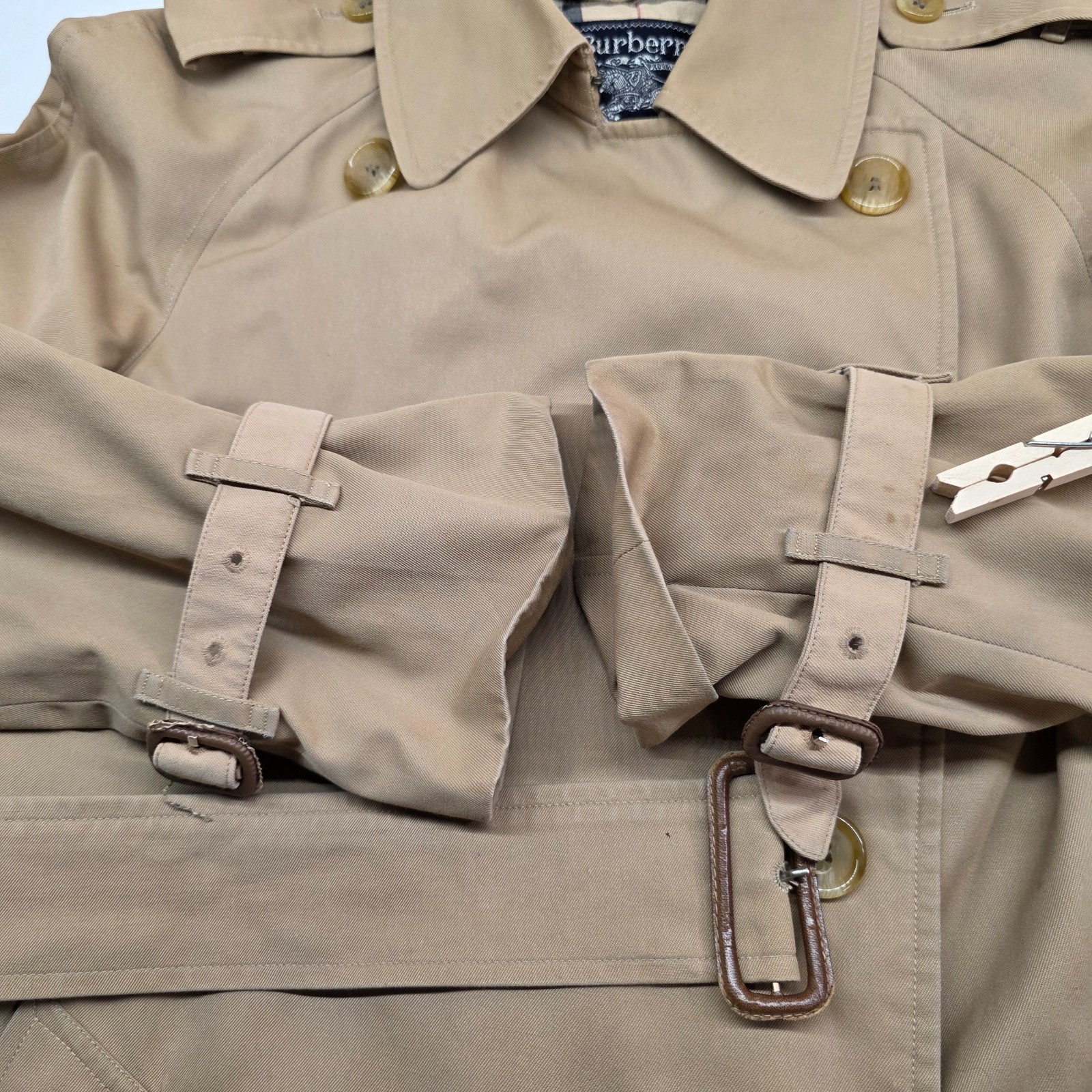 VTG Burberrys Trench Coat Made in England Adult 18X43 Distress READ Burberry