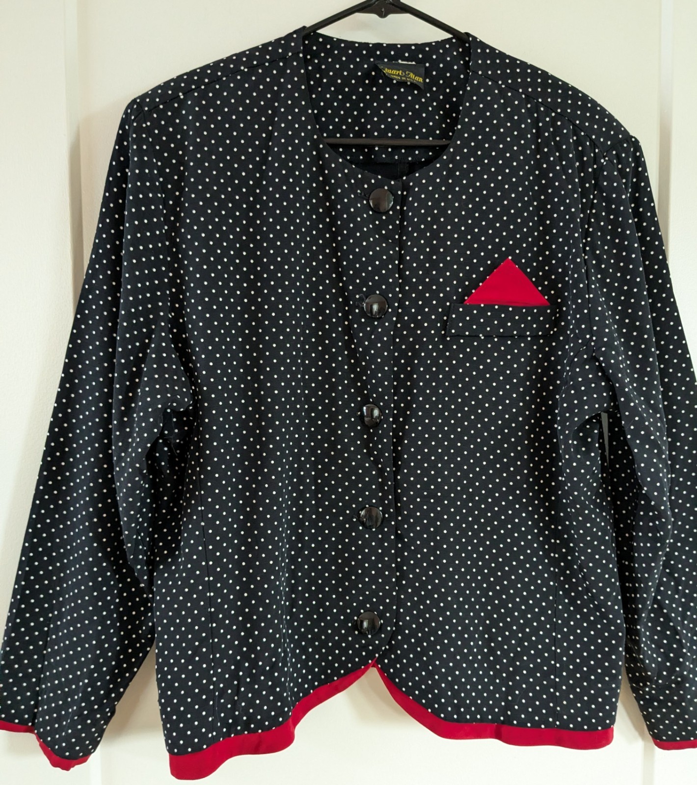 Stuart Alan SZ 16 Women&rsquo;s Suit Jacket Black White Dot 80&rsquo;s 90&rsquo;s Academia Office
