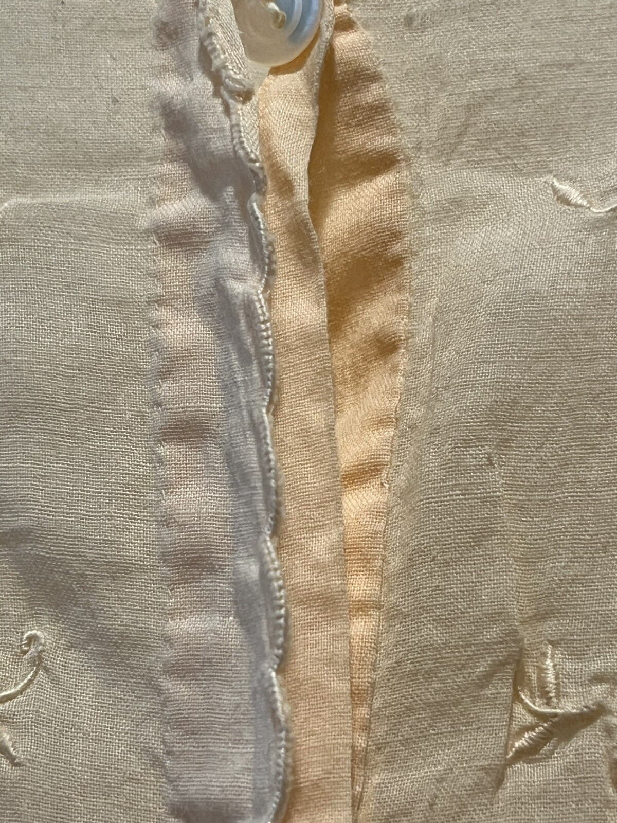 Eastern Isles Hand Made Sheer Cotton Nightgown Light Peach With Embroidery L/S W