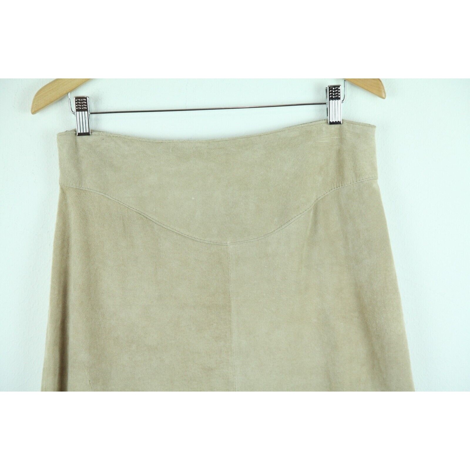 Vintage 90s Y2K Suede Midi Skirt Punch Out Lace Western Cowgirl Boho Hippy 12 L