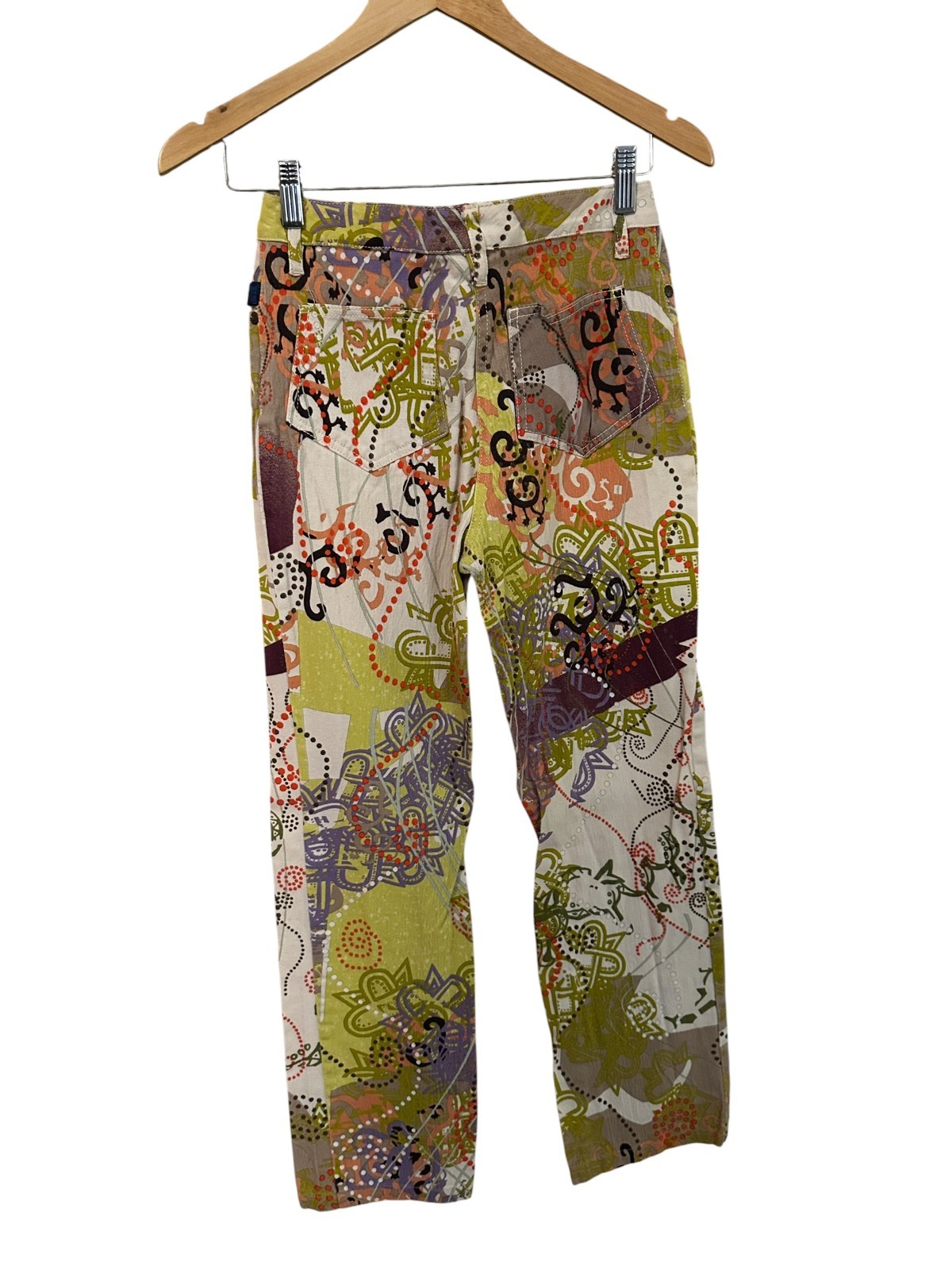 Vintage Christian Lacroix 90s Printed Denim Pants Womens EU 40 AU 10