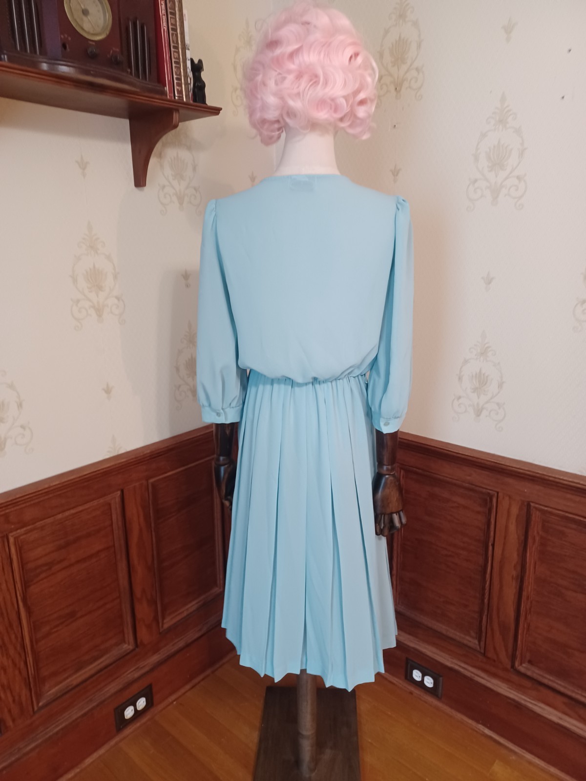 Vintage 1980s Sheer Pastel Aqua Bobby&rsquo;s Girl Romantic Coquette Dress