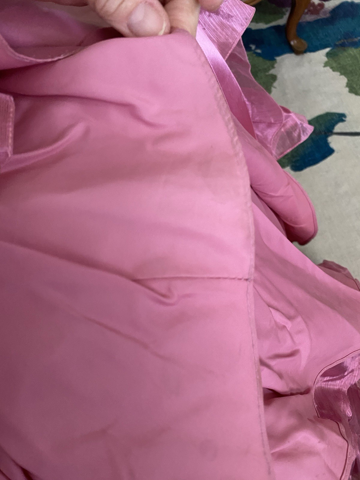 VTG Pink Poyester Taffeta Glinda Fairy Formal On/Off Shoulder Gown Train 5/6