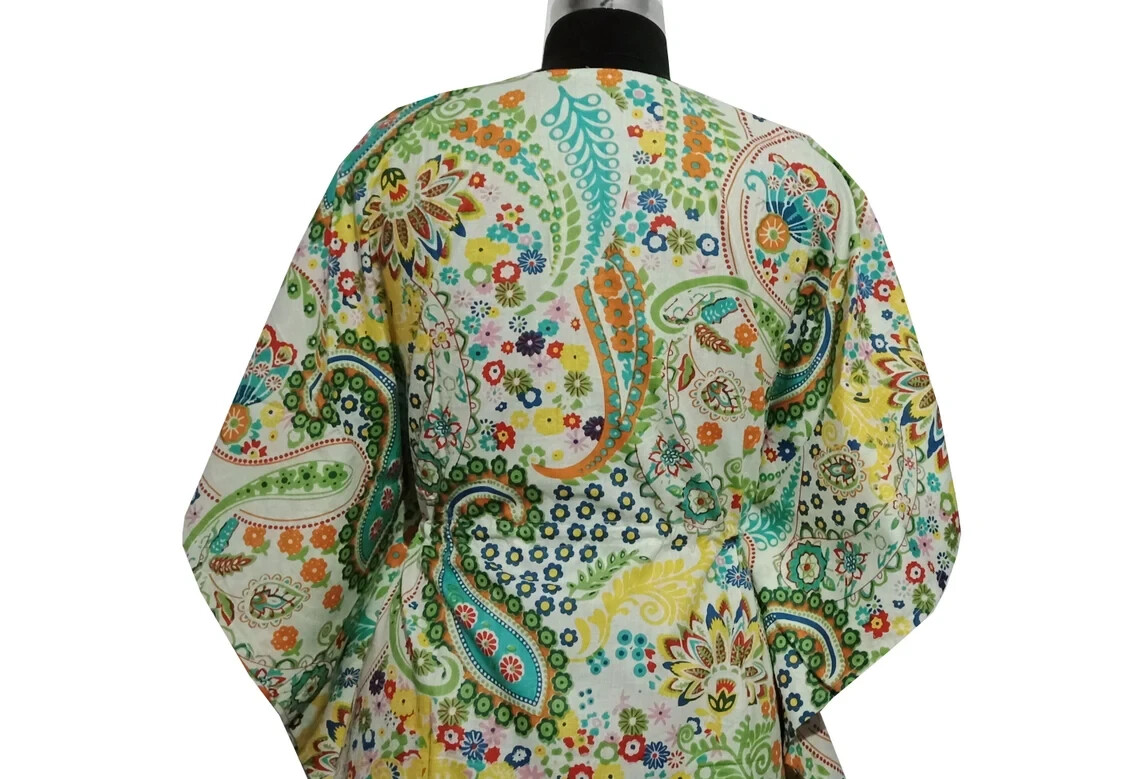 Indian Cotton Kaftan Long Caftan Beach Wear Night Gown Plus Size Bohemian Dress