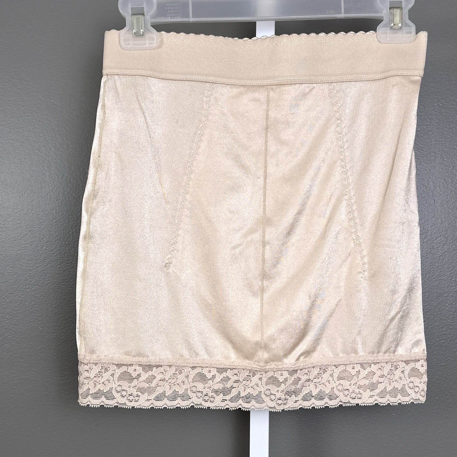 Vintage Cupid 511 Shaping Slip XL Second Skin Satin Control Lace Hem Body Shaper