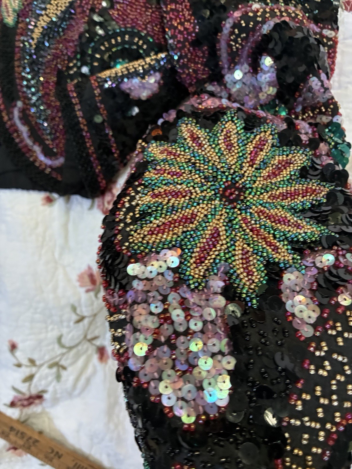 Vntg ‘80s A.J. Bari Silk Beaded Sequin Cropped Bolero Jacket S MFormal Cocktail