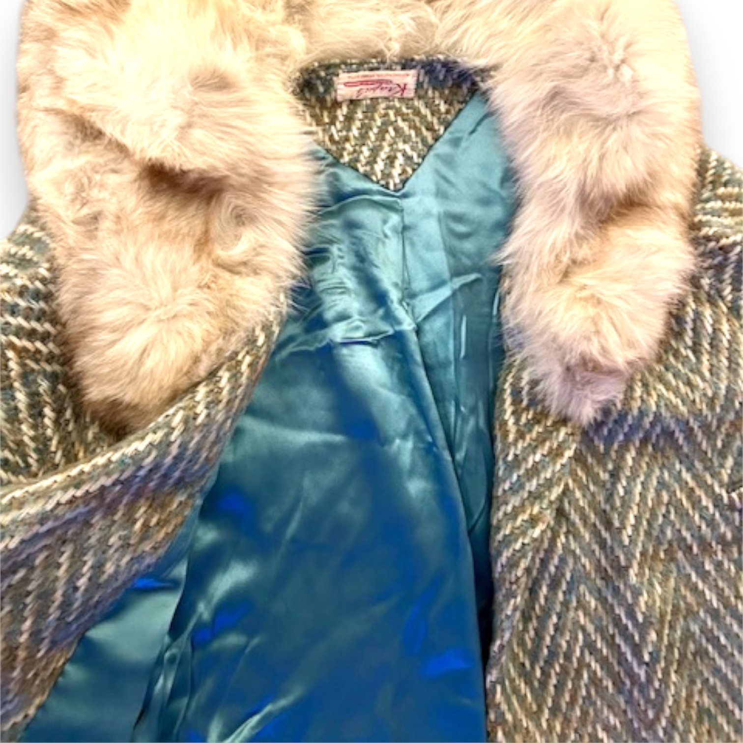 MCM 60s Couture Quality Imported Wool & Fox Fur Trim Swing Coat Hollywood Glam