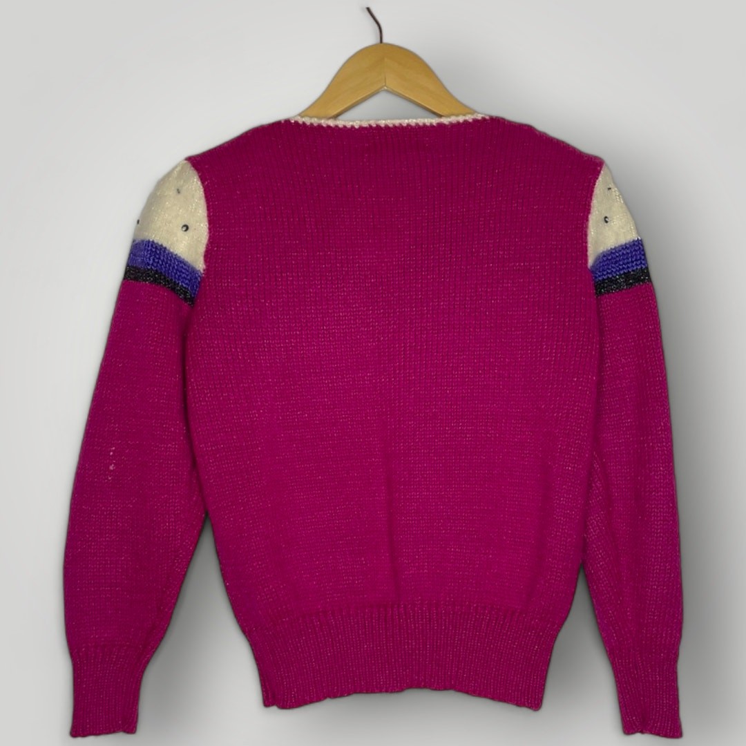 Vintage Jaclyn Smith Angora Wool Blend Top Fuschia Sweater Pullover Small