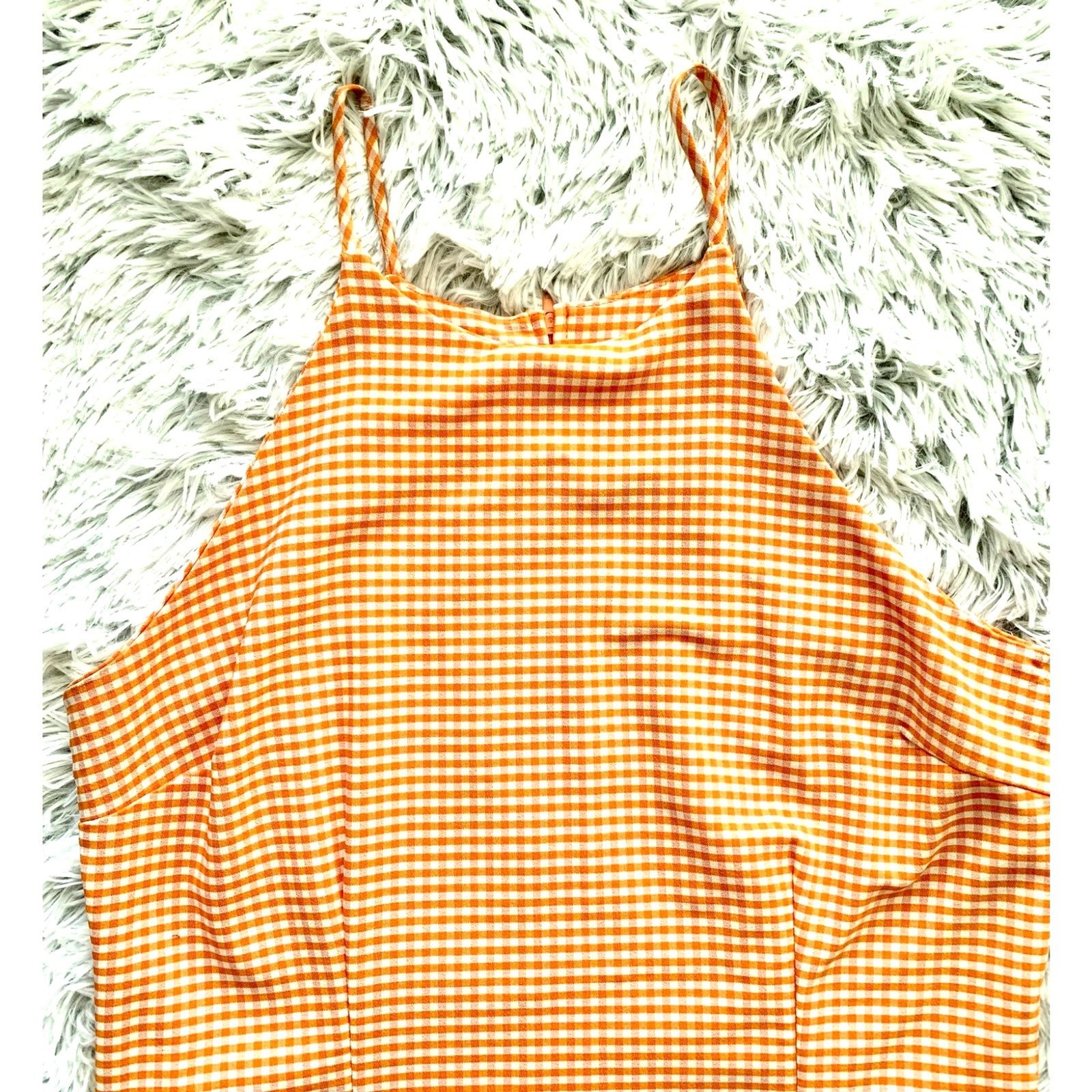 California Concepts Orange and White Checkered Vintage Dress Size 11