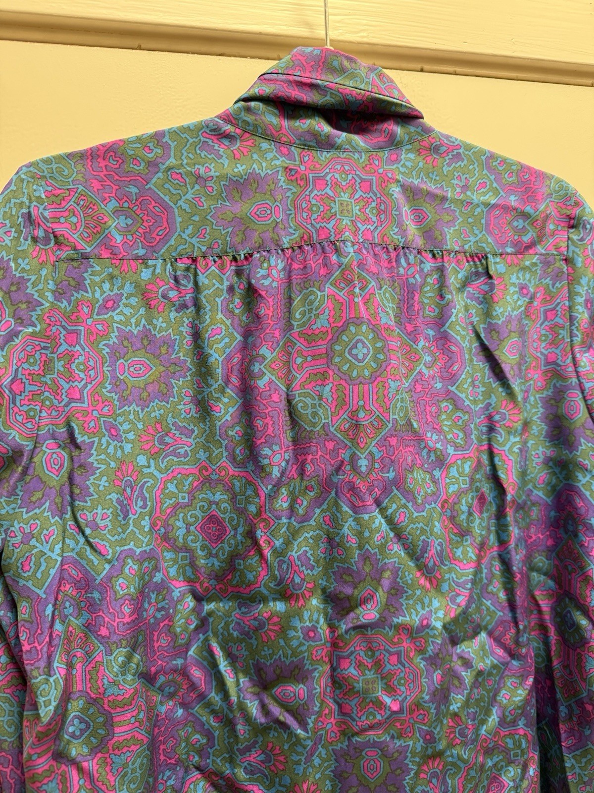 Vintage YSL Yves Saint Laurent Patterned Bow/Tie Women’s Blouse Shirt Sz 38