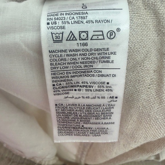 Old Navy Linen Blend Shorts Large Beige High Rise Elastic Waist Drawstring