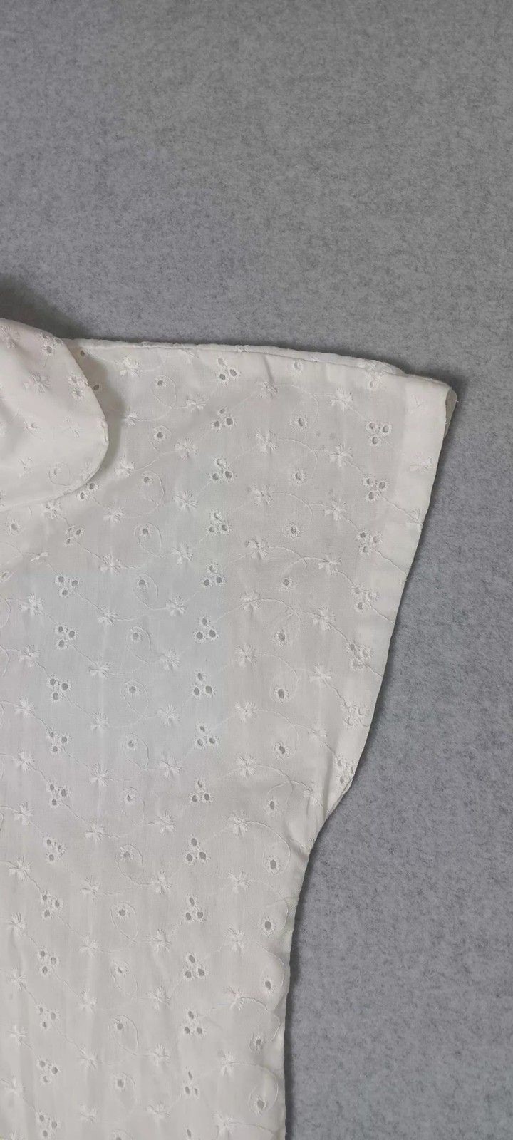 VTG Sears Cap Sleeve Eyelet Pointelle Camp Collar Blouse Small White Preppy Boho