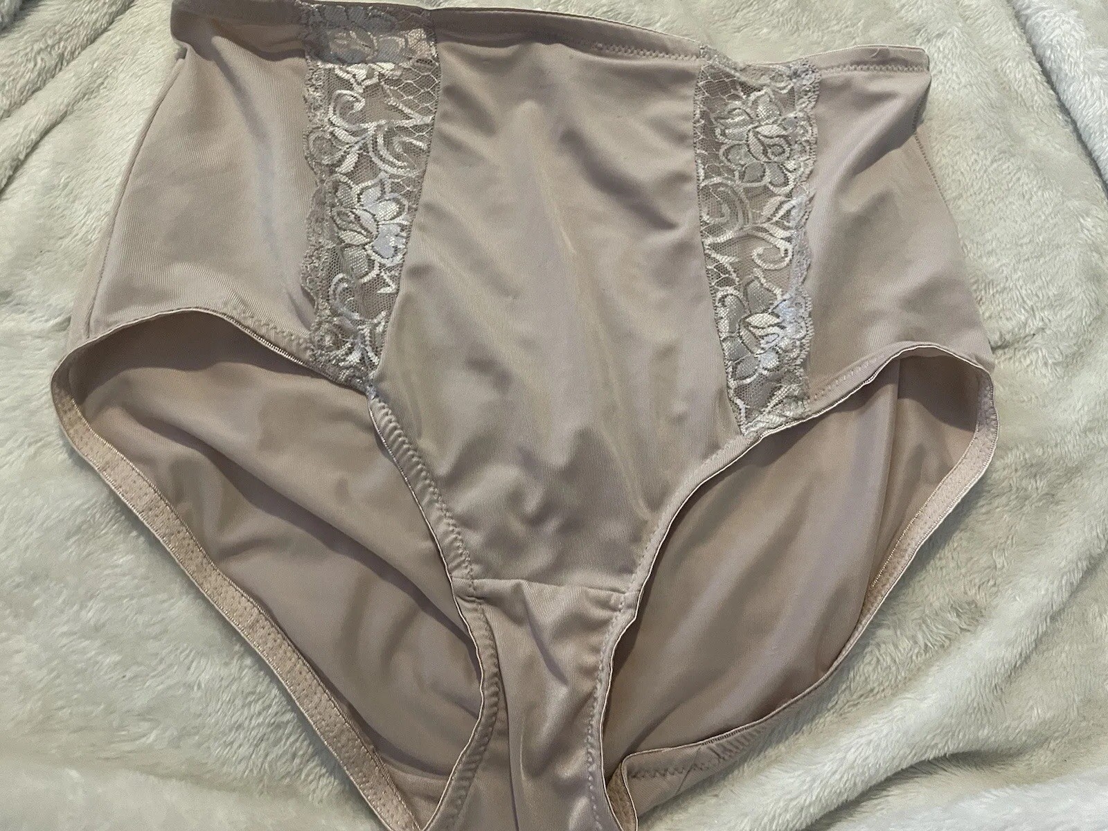 MARILYN MONROE PLUS 1X VNTAGE STRETCHY BEIGE SHAPER PANTY BRIEF~LACE TRIM~ 1X