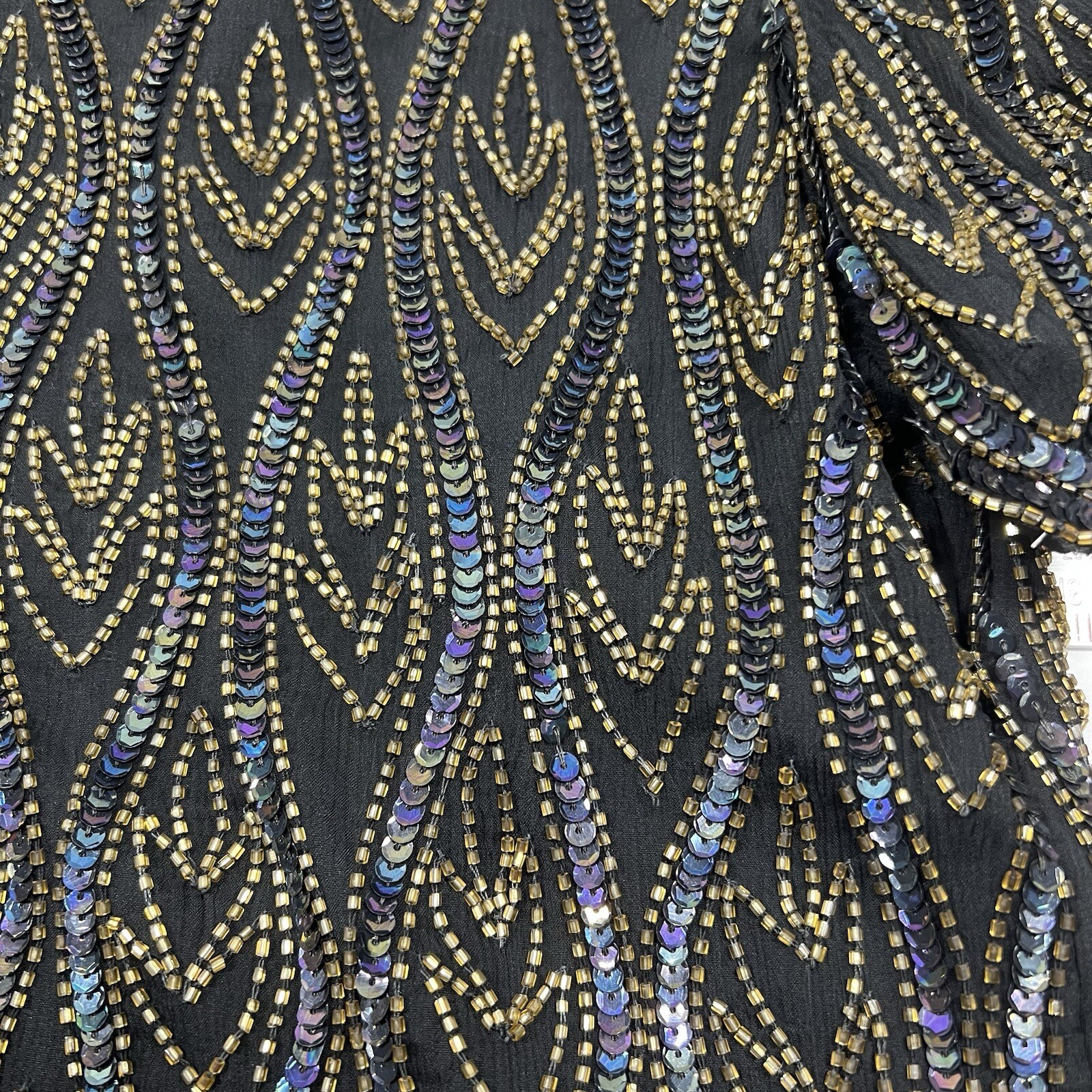 Papell 100% Silk Top Beads & Sequins Iridescent Sparkles Lined Bust 38&Prime; Party