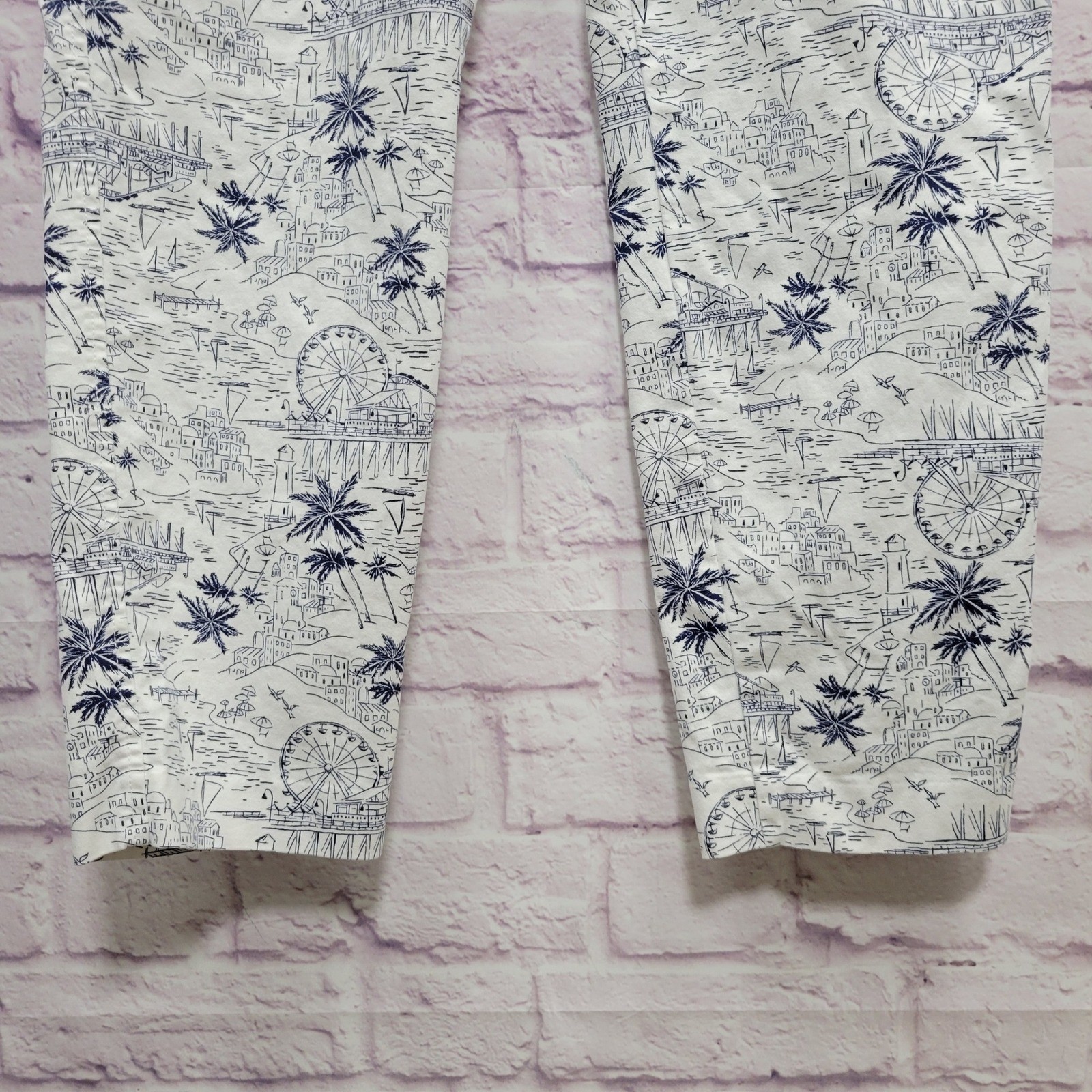 Old Navy Pixie Chino Ankle Pants Wmns 14 Scenic Toile Print Y2K Coquette Preppy