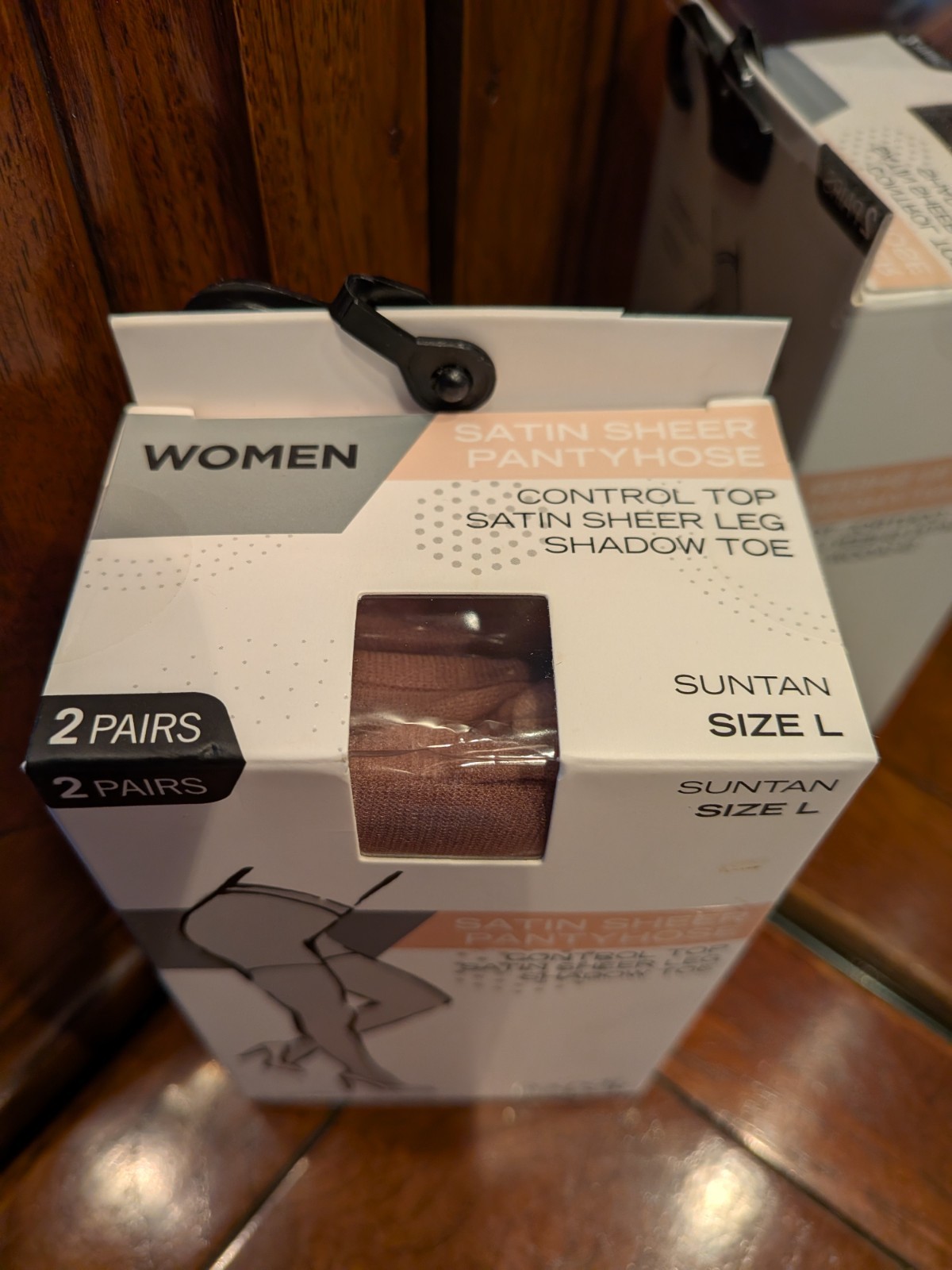 2 New Pairs Round The Clock Satin Sheer Control Top Pantyhose Suntan L Up To 6&prime;