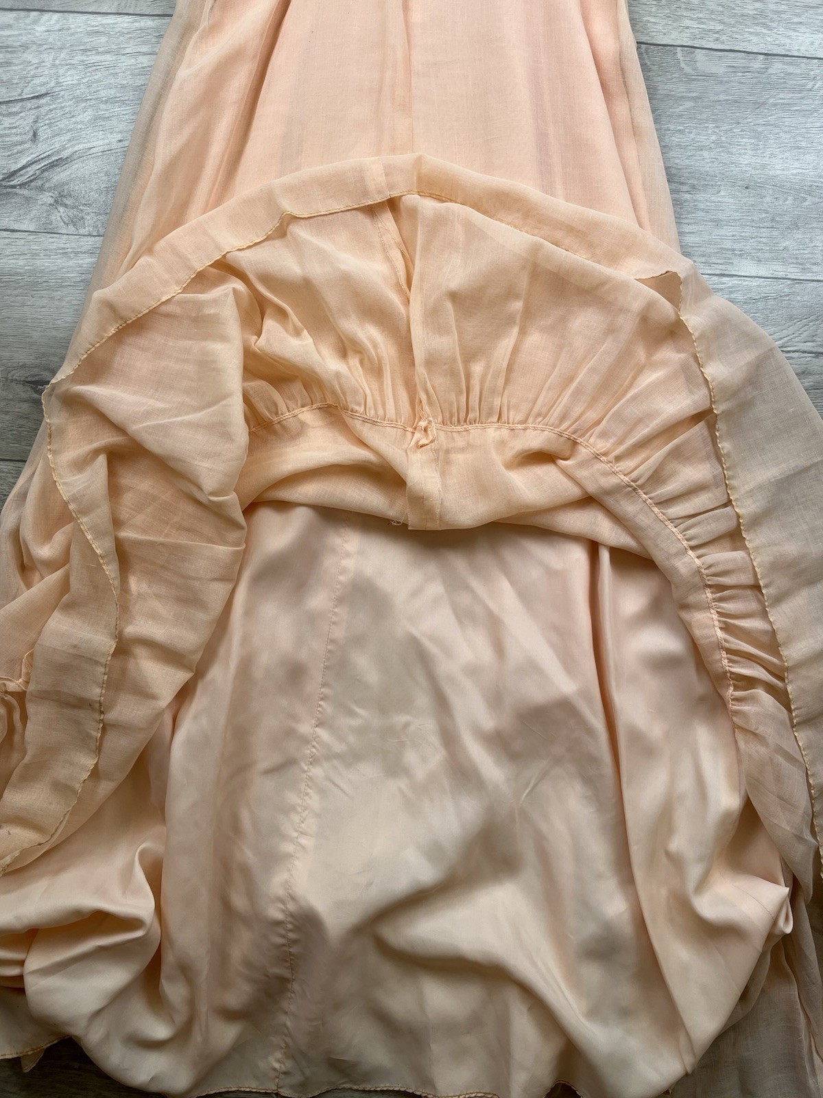 VTG Phase II Dress Sz XS/ S Pink Coral Smocked Floral Maxi Prairie Sundress 70&rsquo;s