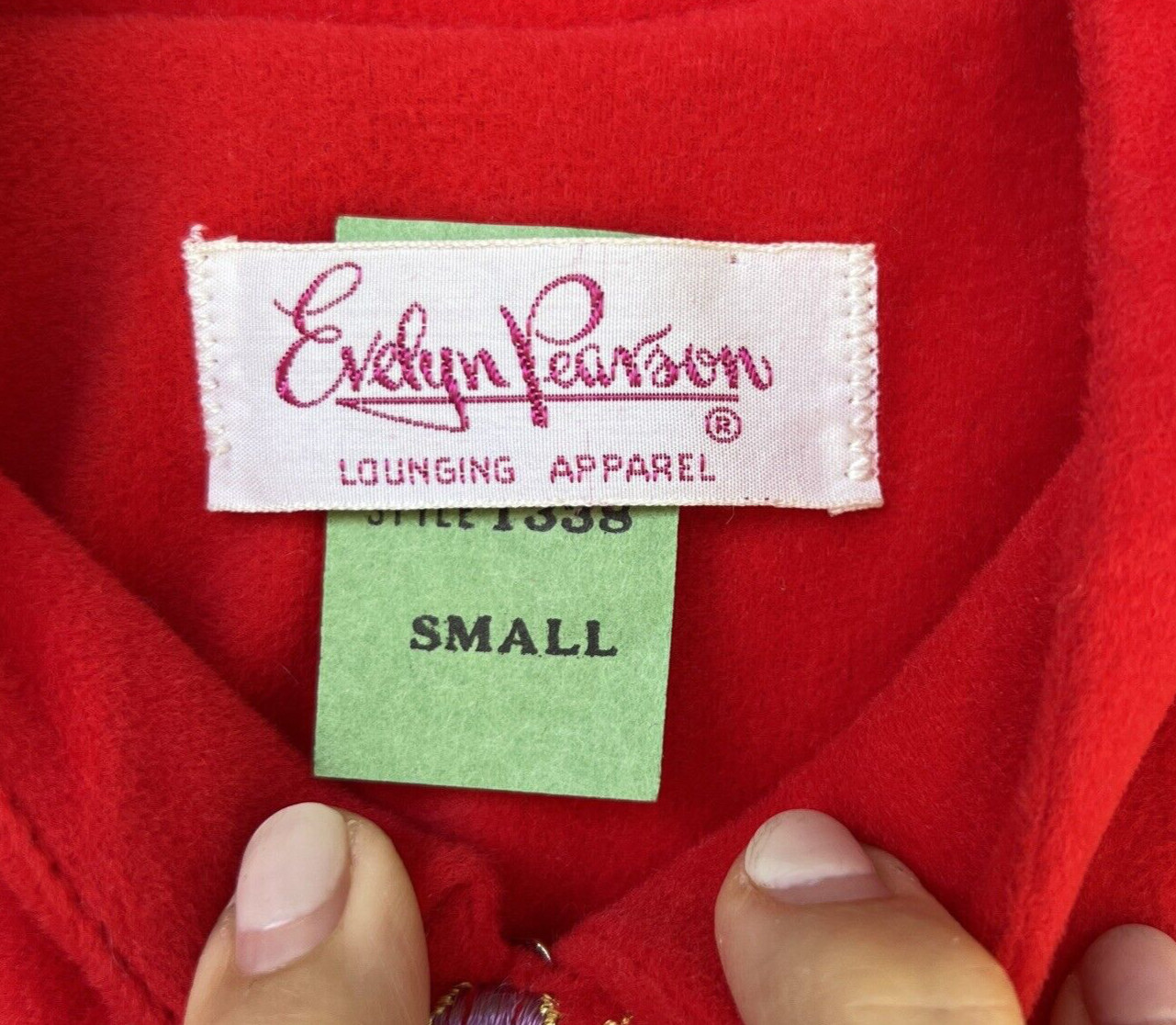 VTG 60&rsquo;s UNION MADE Evelyn Pearson SMALL Felt Robe Velvet Asian Housecoat Dress
