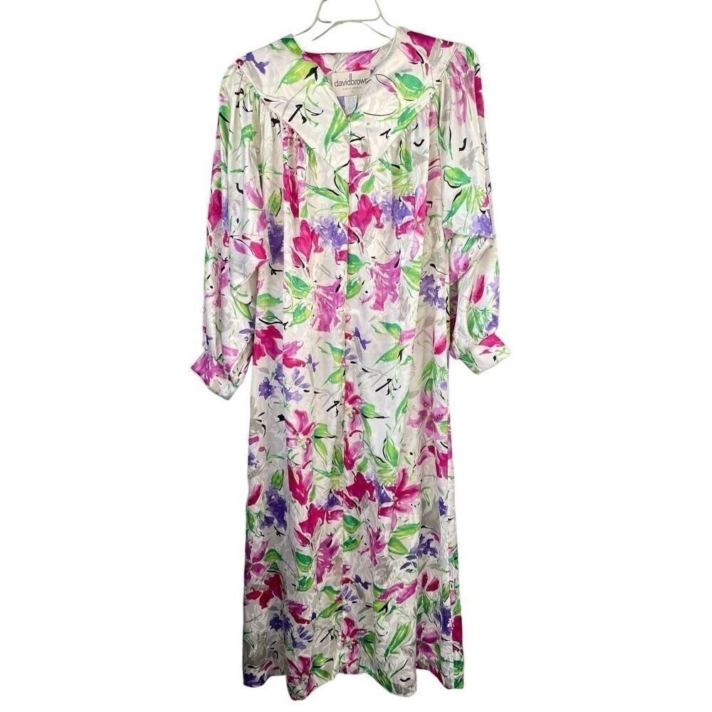 T2 VTG 80s David Brown California Floral Dress Long Sleeve Cottagecore Garden